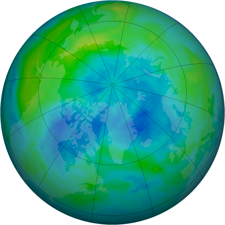 Arctic ozone map for 20 September 1996